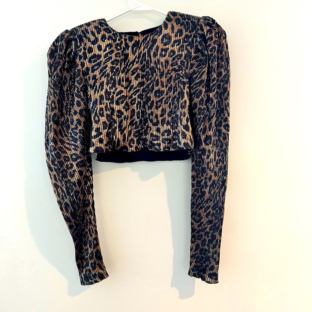 Retro Puffy Shoulder Crop Top
